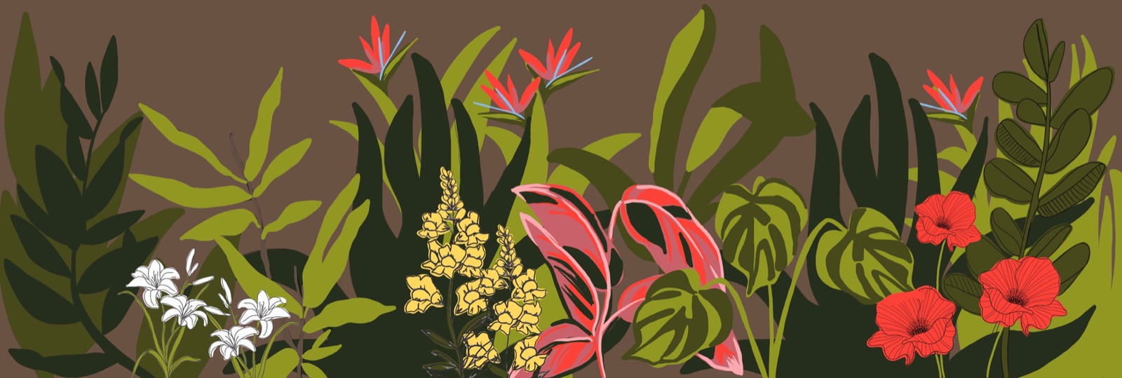 Fresque florale sur un mur extérieur de jardin