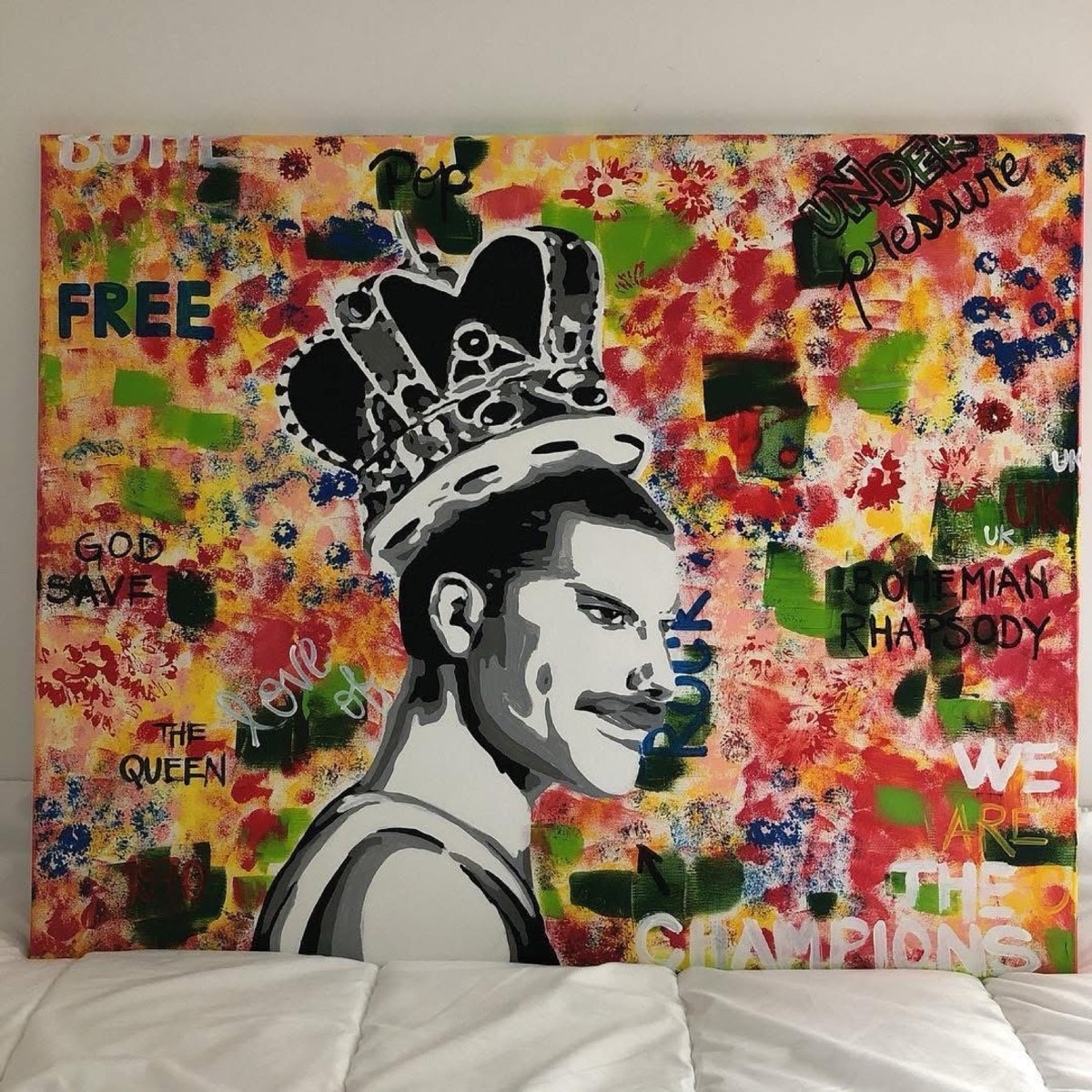 Peinture en technique mixte de Freddie Mercury